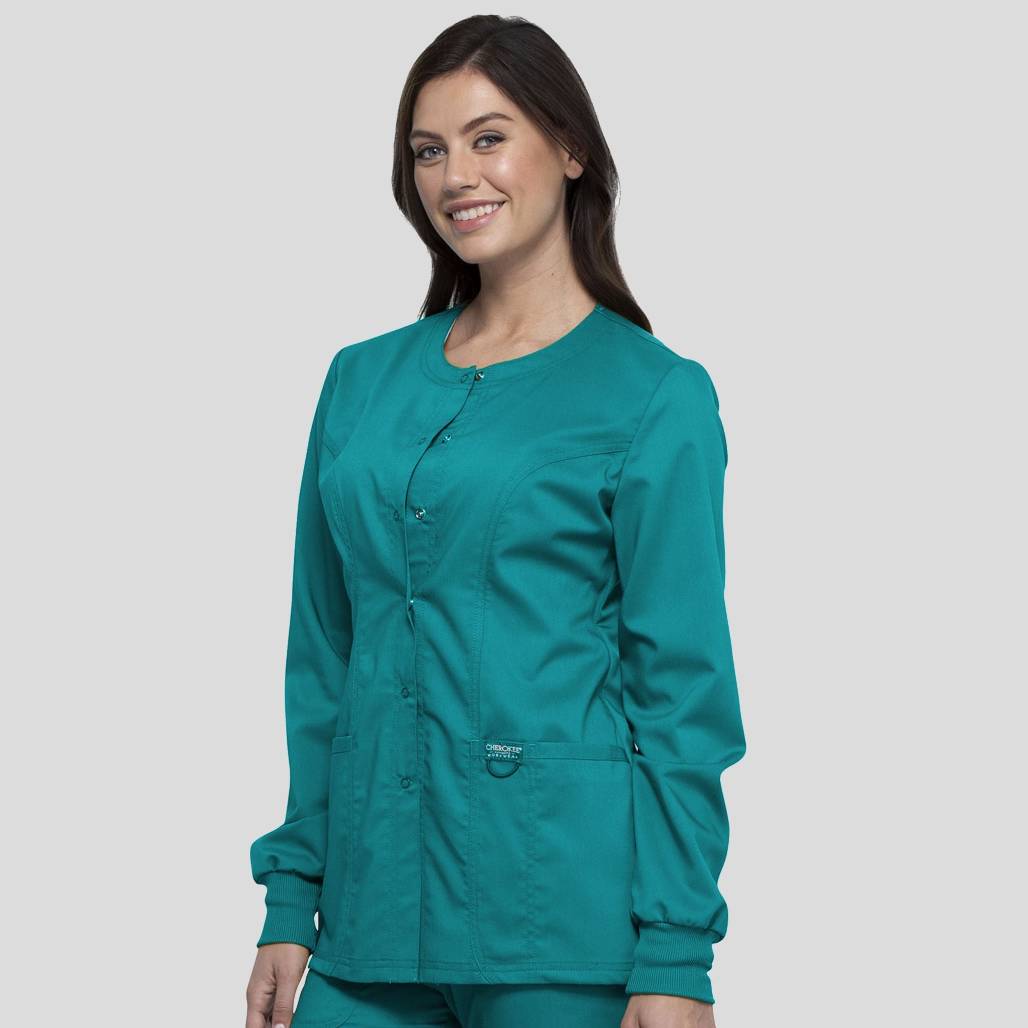 Women's Snap Front Solid Scrub Jacket