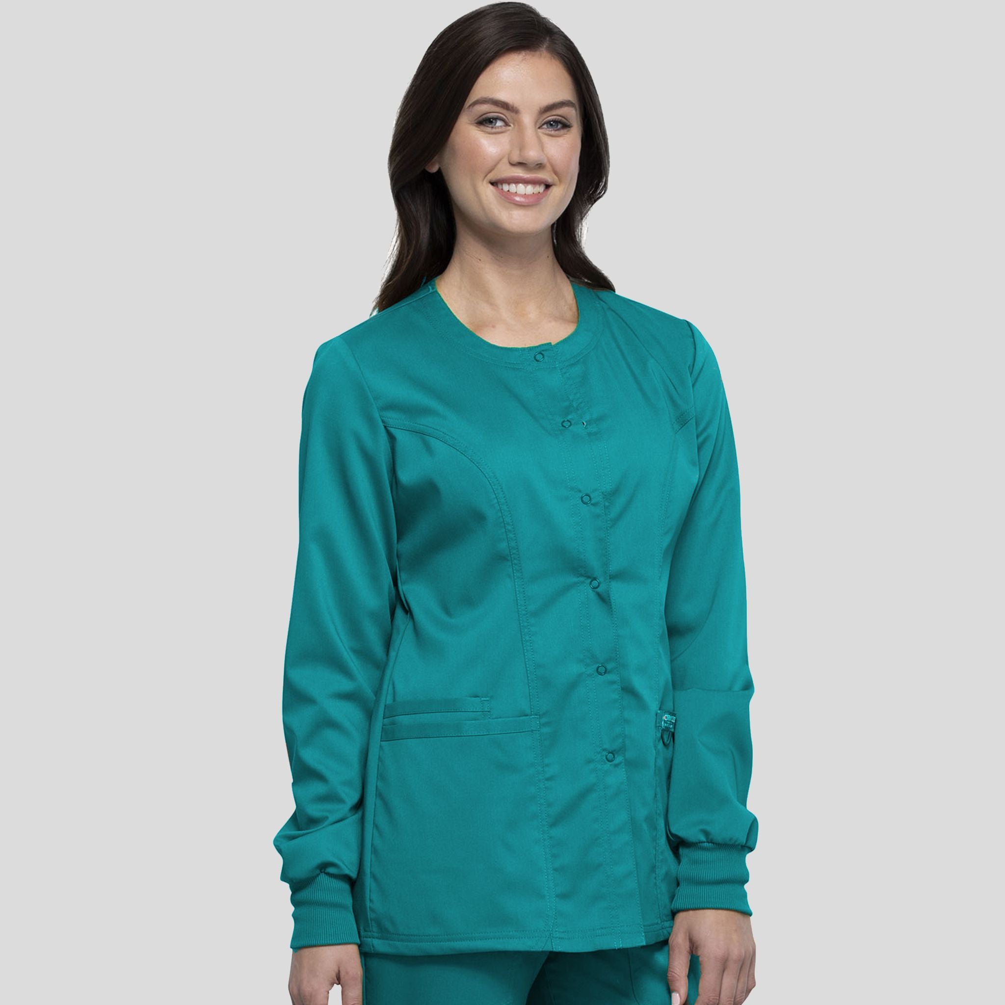 Women's Snap Front Solid Scrub Jacket