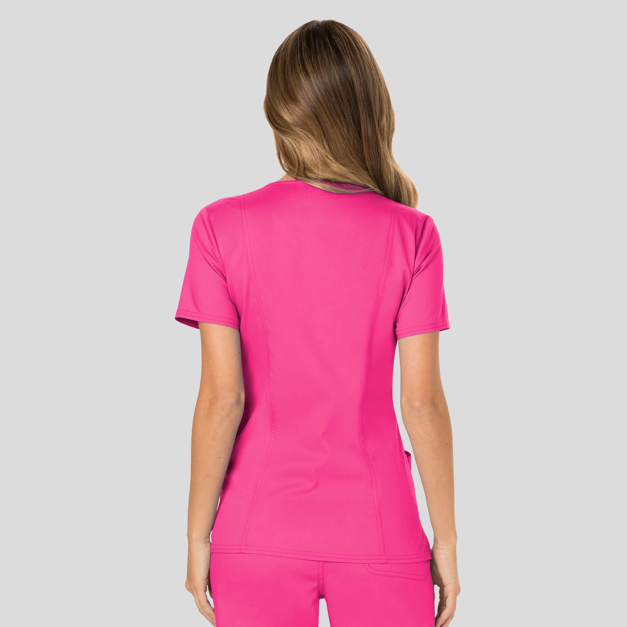 Women's Mock Wrap Solid Scrub Top