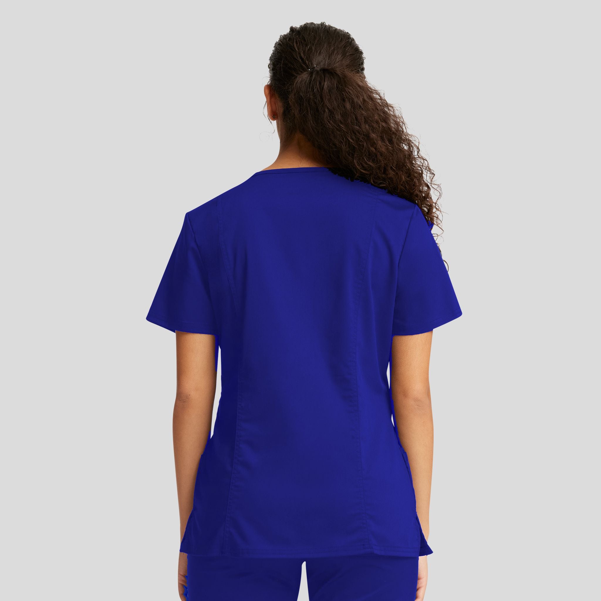 Women's Mock Wrap Solid Scrub Top
