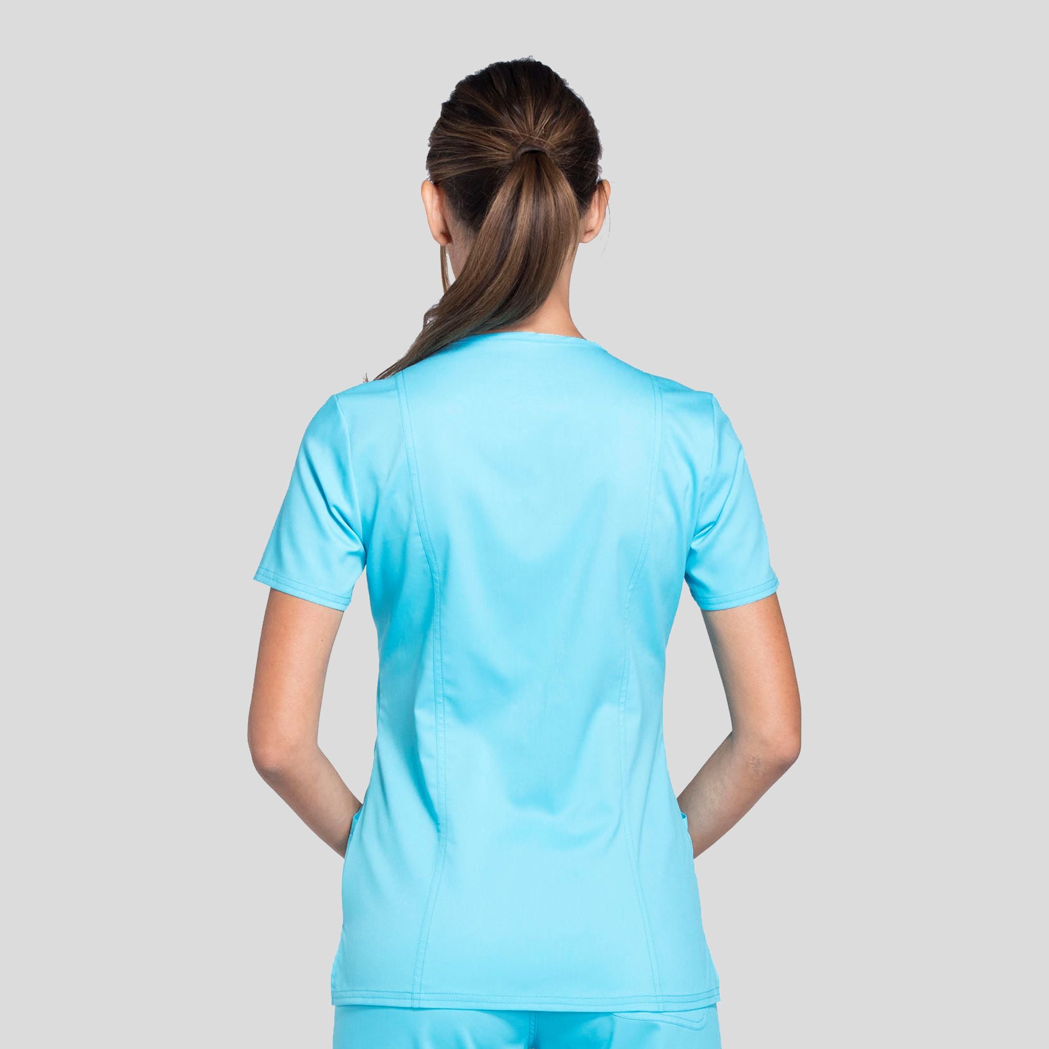 Women's Mock Wrap Solid Scrub Top