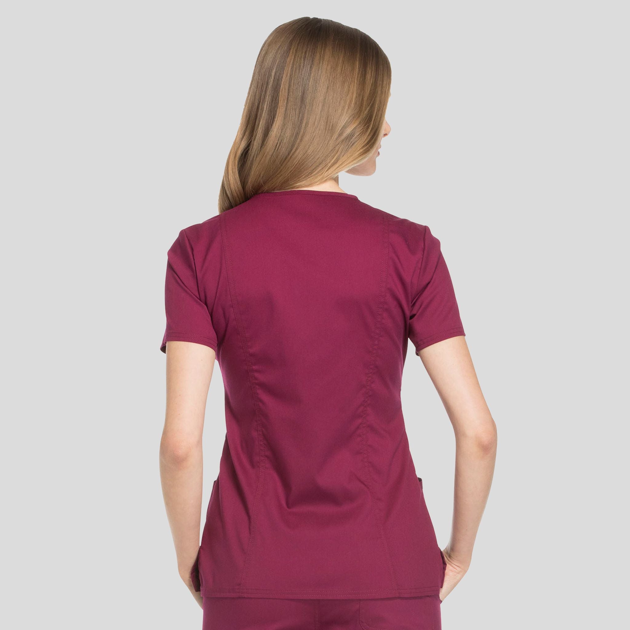 Women's Mock Wrap Solid Scrub Top