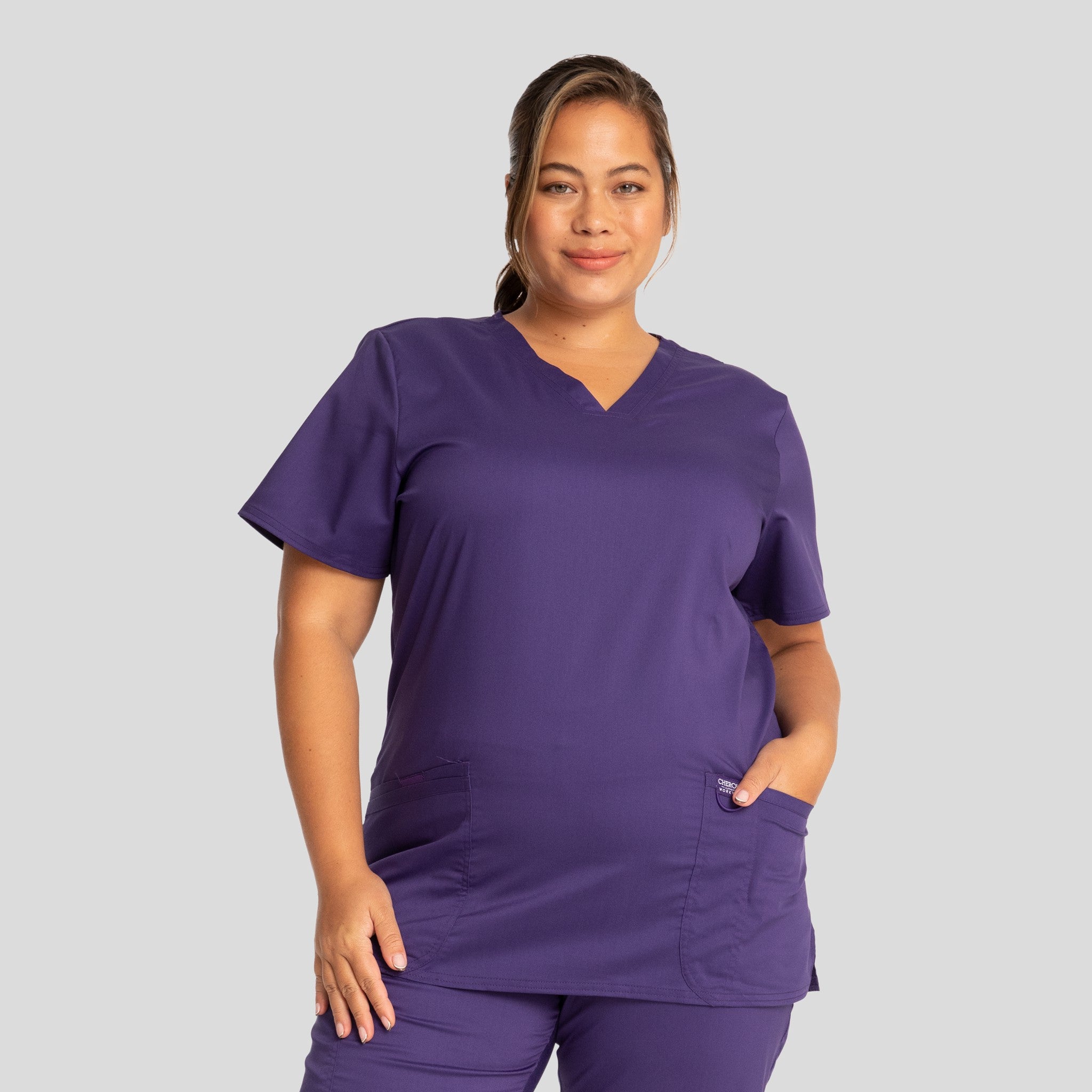 Women's V-Neck Solid Scrub Top