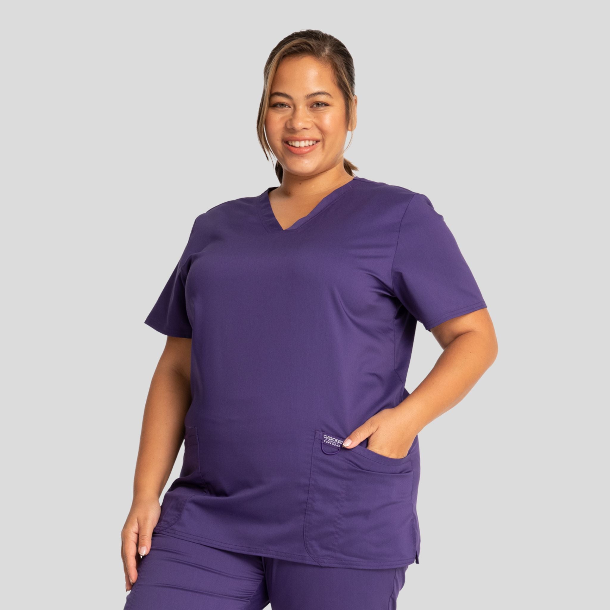 Women's V-Neck Solid Scrub Top