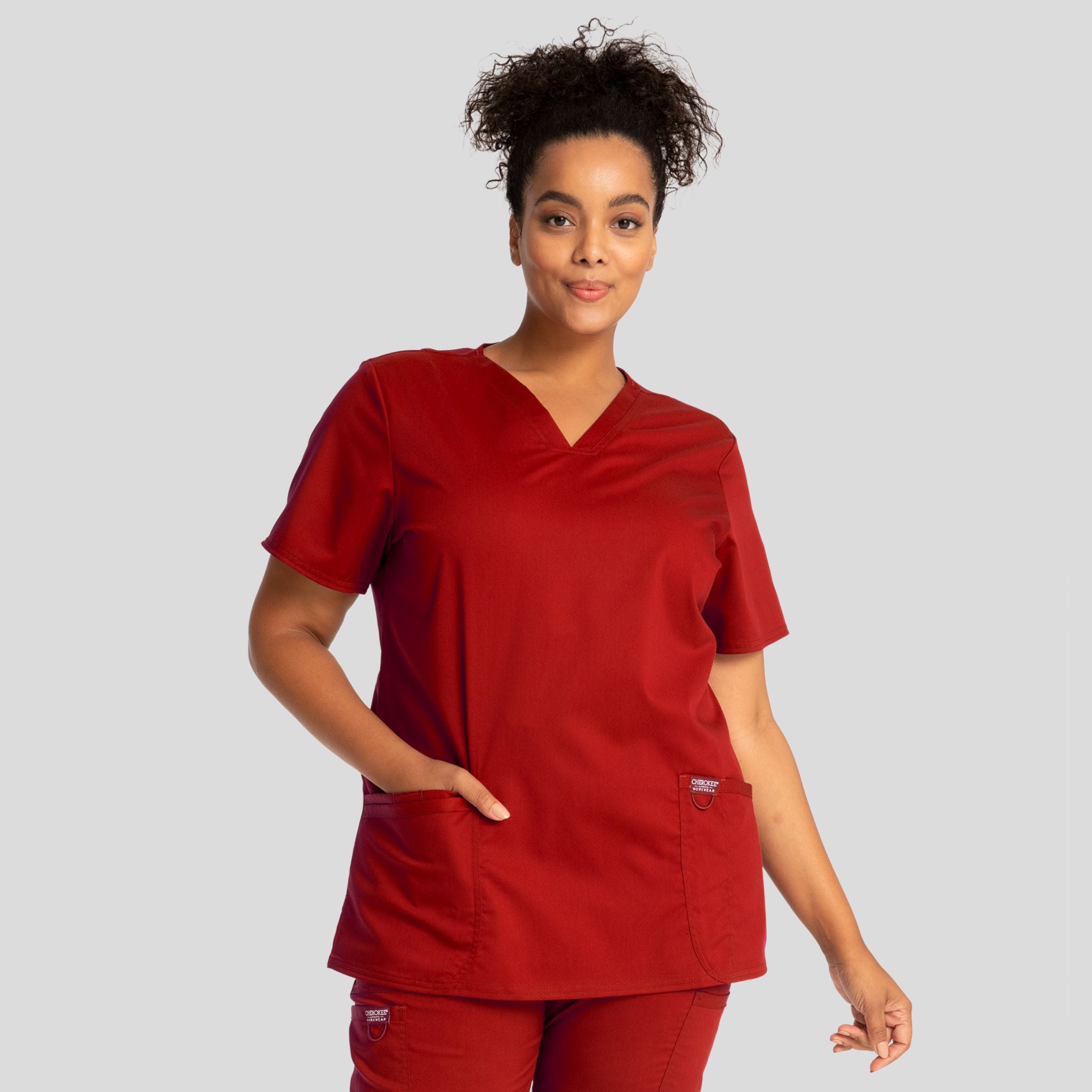 Women's V-Neck Solid Scrub Top