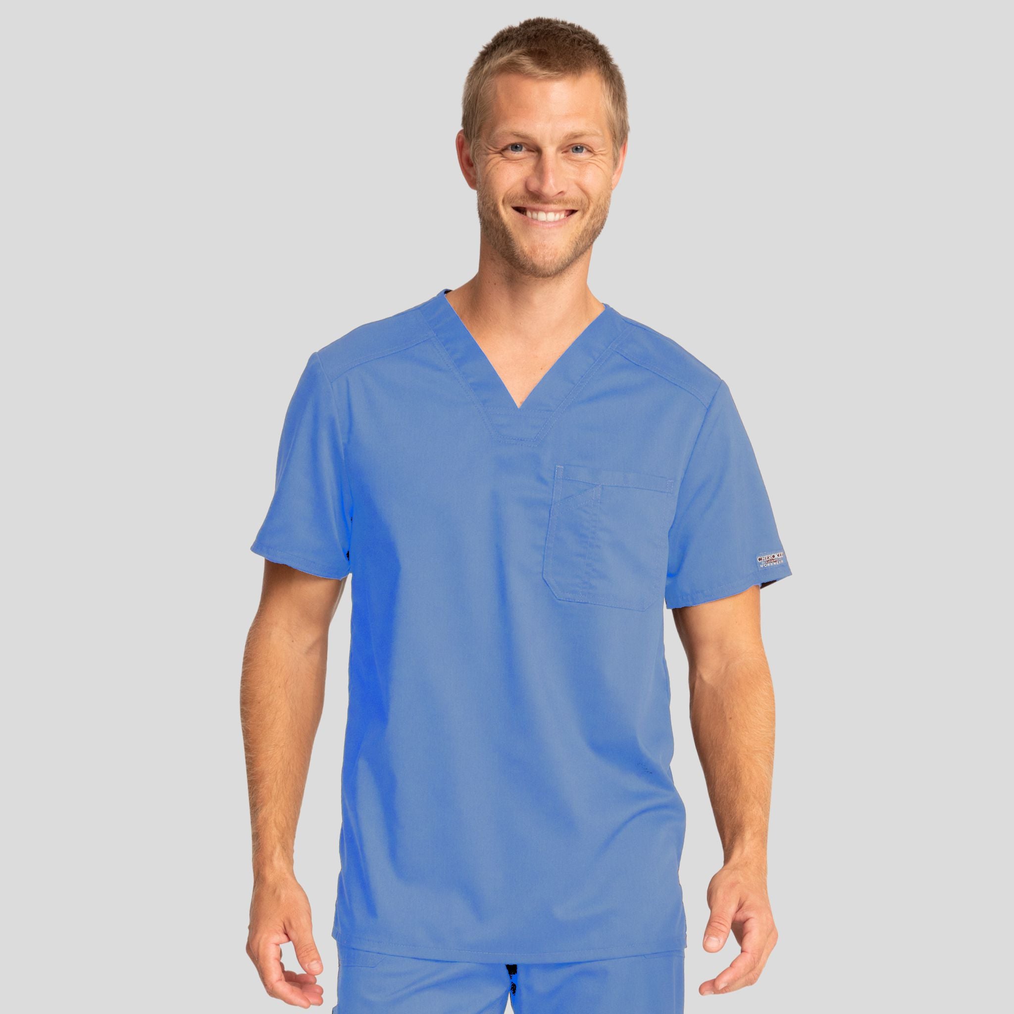 Men's V-Neck Solid Scrub Top