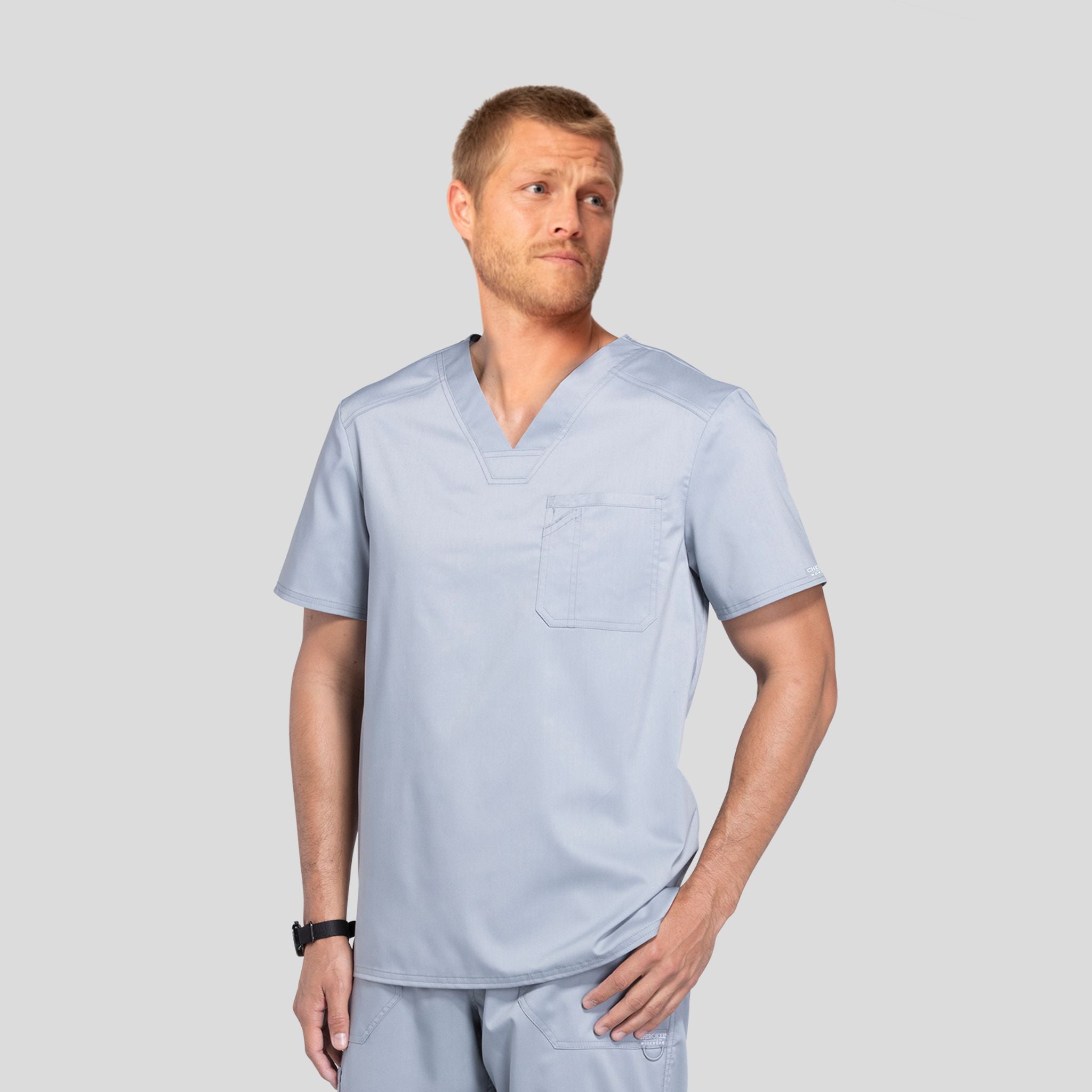 Men's V-Neck Solid Scrub Top