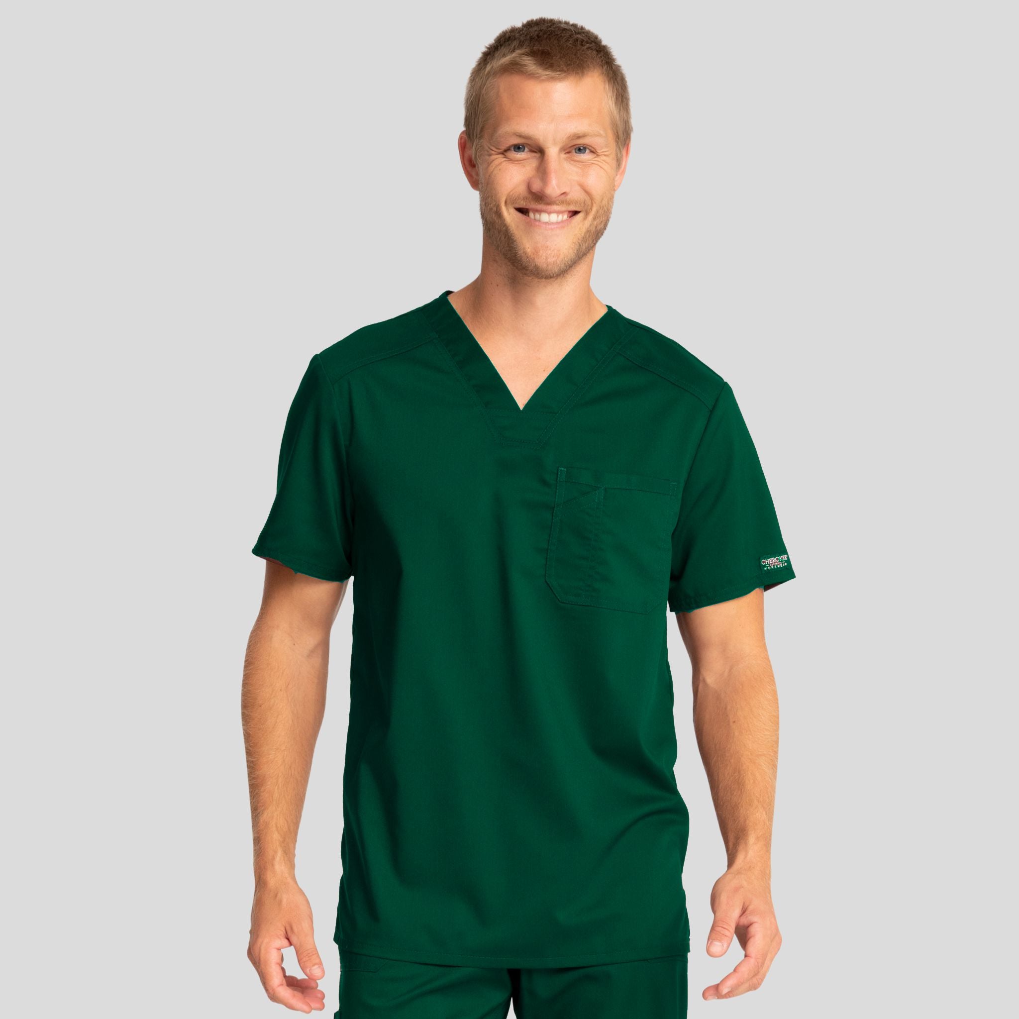 Men's V-Neck Solid Scrub Top