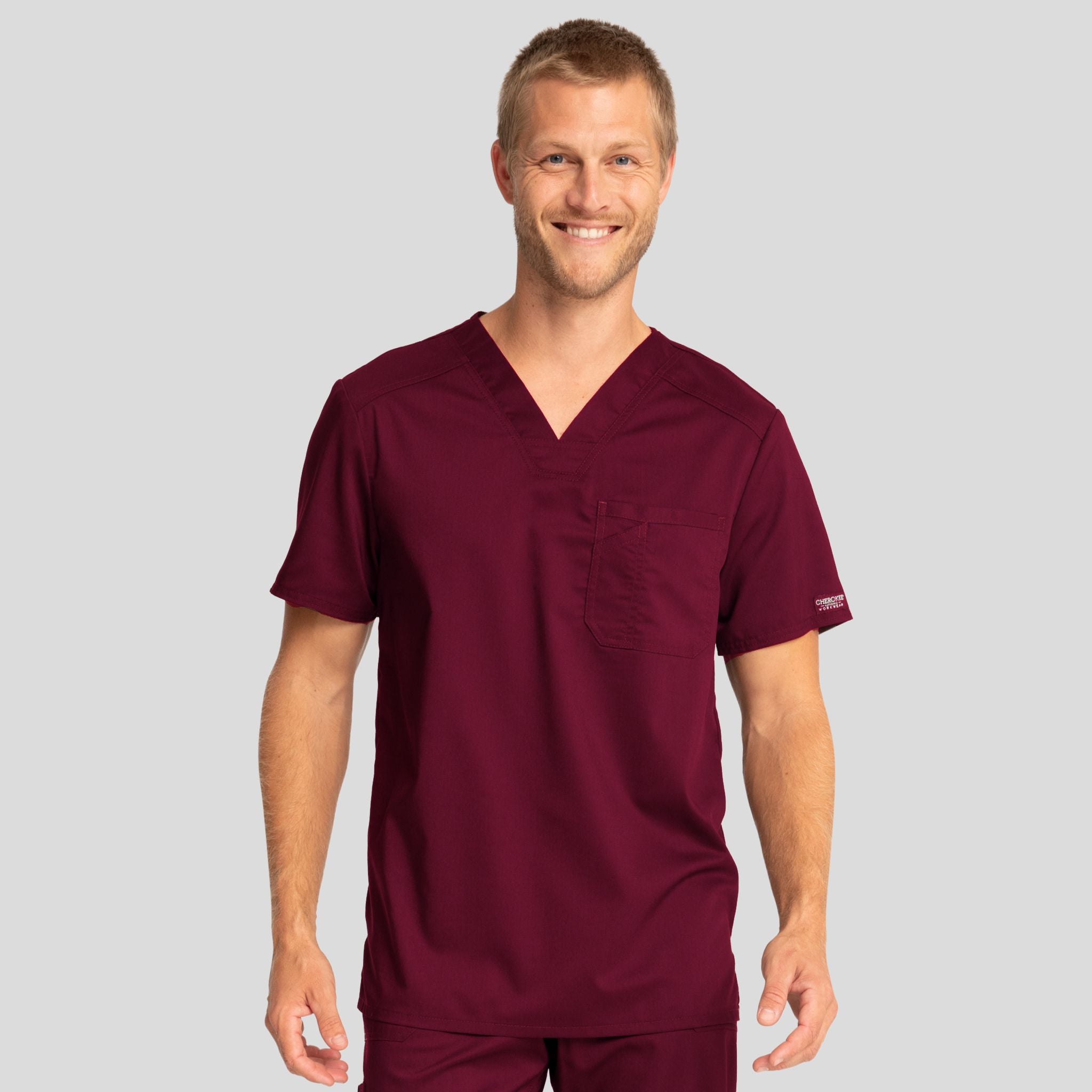 Men's V-Neck Solid Scrub Top