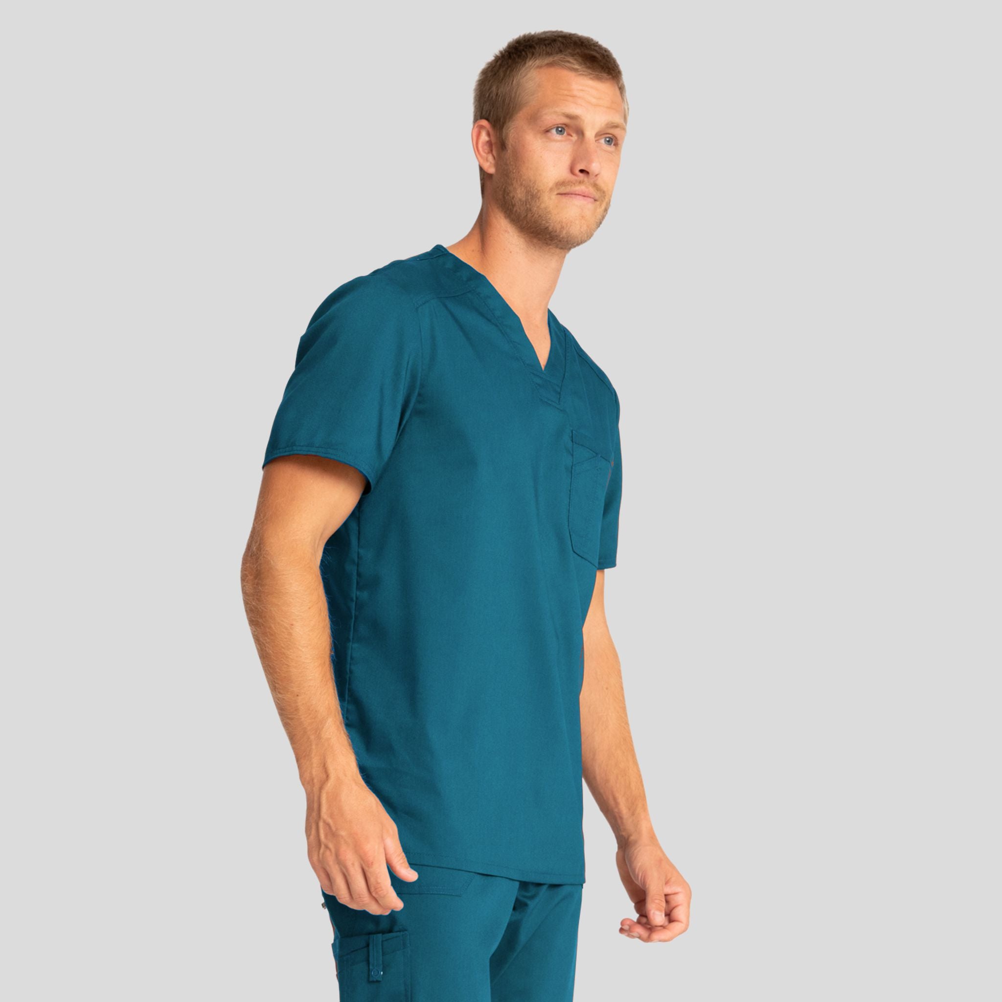 Men's V-Neck Solid Scrub Top