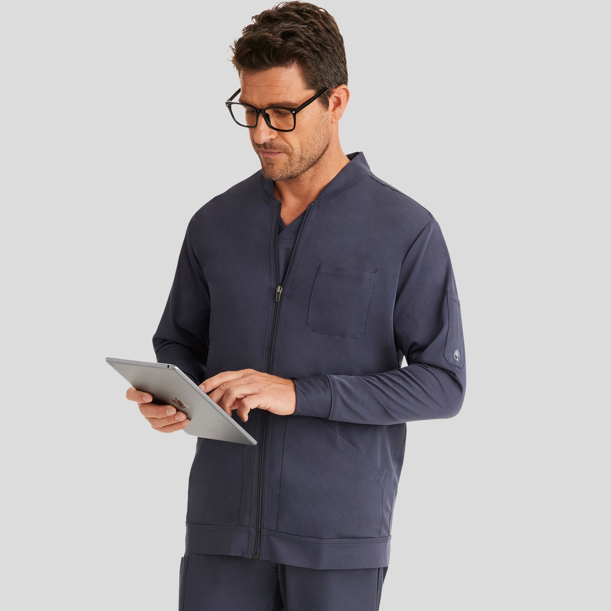 Men's Michael Zip Front Solid Scrub Jacket